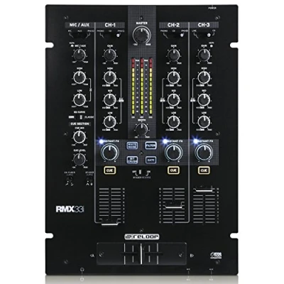 Image de Reloop RMX 33i 3 + 1 Channel DJ Scratch / Battle Mixer avec effets sonores instantanés intégrés, égaliseur bandes (Kill Classic) et compatibilité Innofader (noir)