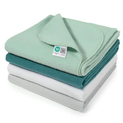 Image de MAKIAN Langes Coton Bébé en Molleton 80x80 cm (Lot 4 Pièces), Lange Bebe Doux, Absorbant, Multi Usage, 100% Flanelle, Testé Oeko TEX, Vert Menthe