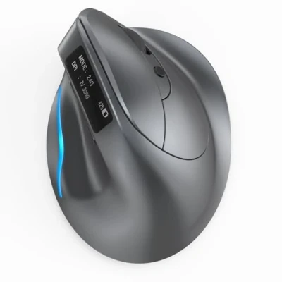 Image de zelotes Souris Bluetooth avec écran LED,Souris sans Fil Rechargeable, 6 Boutons 3200DPI Ergonomique,Souris Verticale,Souris Gamer Ordinateur pour PC,Mac,Noir