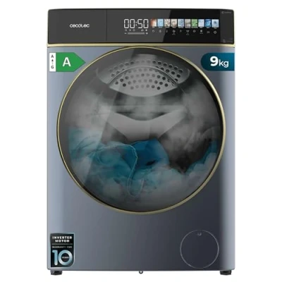 Image de Cecotec Lave linge 9Kg Chargement Frontal Autodose Bolero DressCode 9900 Inverter FullColor Ice Blue A. Finition Bleue 1400 Tr/min, Écran 10,3&quot;, Inverter, SteamMax, Classe A