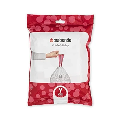 Image de Brabantia Sacs Poubelle PerfectFit (Code Y / 20L), Ultra Résistant, Poignées Coulissantes (40 Sacs)