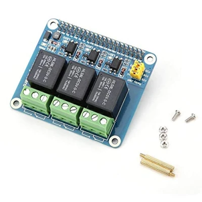 Image de Module Relais, Keenso Carte d&#039;Extension de relais Pi 3 Canaux pour A + / B 2b 3b