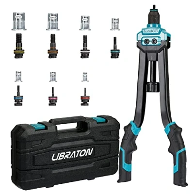 Image de Libraton Pince a Rivet, 16&quot; écrous à Rivets, Kit Professionnel Outil Riveter avec 70 et 7 mandrins métriques, Facile remplacer, étui de Transport