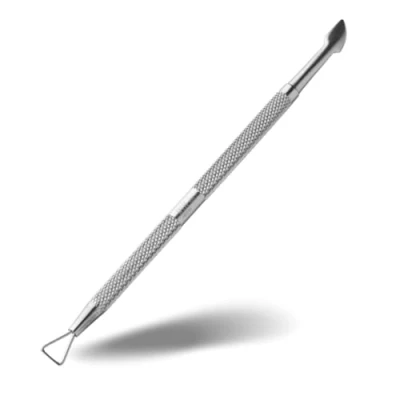 Image de Rui Smiths Pousse Cuticule Professionnel en Métal à Double Extrémité Acier Inoxydable (Poussoir Cuticules) et Outil de Grattoir pour Dissolvant Vernis Gel Triangulaire Style n 101