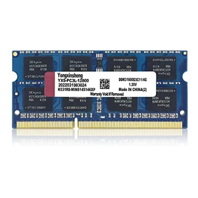 Image de Ram DDR3 /DDR3L 4go 1600MHz PC3L 12800 / PC3 Sodimm CL11 Non ECC Unbuffered 1.35V 1.5V 2Rx8 Double Rang 204 Pin Mémoire Barette Kit pour Ordinateur Portable (Bleu)