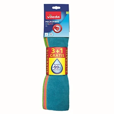 Image de Vileda 06694 31 2 231 Chiffon Style en microfibre multi usage XL, couleurs assorties, 36 x 34 cm, 4 unités