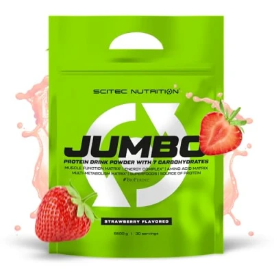 Image de Scitec Nutrition Jumbo Gain de poids hypercalorique avec protéines multi composants matrice d&#039;acides aminés métabolique mélange super aliments, 6,6 kg, Fraise