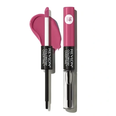Image de Revlon Colorstay Overtime Rouge à lèvres liquide double extrémité avec brillant transparent, vitamine E en prune/baie, prune vivace, 260