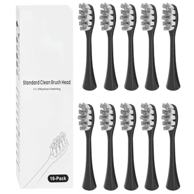 Image de 10 têtes de brosse compatibles avec la à dents électrique Oclean, brosses rechange des poils DuPont, adaptées Oclean Flow, X Pro, Pro Elite, Digital, etc. (Noir)