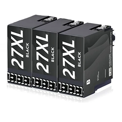 Image de 27XL Cartouche Noir d&#039;encre Compatible pour Epson 27 XL Workforce WF 3620 7710 7620 7715 7720 7610 3640 7210 7110 (3*Noir)