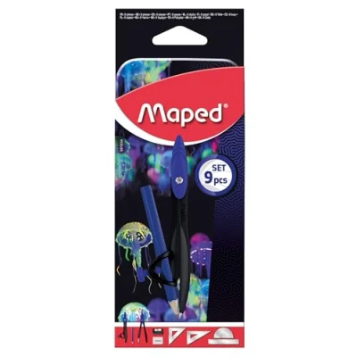 Image de Maped Coffret Mathset Compas Scolaire Deepsea Paradise Bague + Mine Set de Traçage Taille Crayon Gomme
