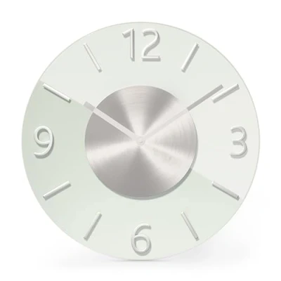 Image de Mebus Horloge murale à quartz, Mouvement silencieux Pas De bruit tic tac quartz précis Verre qualité supérieure et élégant Chiffres 3D en aluminium Aiguilles