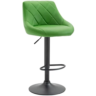 Image de Tabouret De Bar Réglable en Hauteur Lazio Similicuir I Chaise Confortable avec Dossier Et Repose Pied Pivotant, Couleur:Vert, Couleur du Cadre:Noir