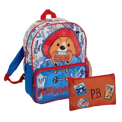 Image de Paddington Sac à dos ours avec trousse crayons dans poche avant transparente pour enfants, multicolore, Taille unique,