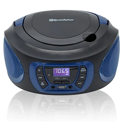 Image de Roadstar CDR 365U/BL Radio CD Portable Numerique FM PLL, Lecteur CD, R, RW, MP3, Port USB, Stereo, AUX in, Sortie Casque, Noir/Bleu