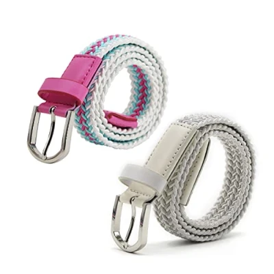 Image de AnJuHoPa Ceinture élastique unisexe pour enfants Extensible, multicolore, adaptée à garçons et filles, 2,5 cm de large, 80 long, boucle métallique