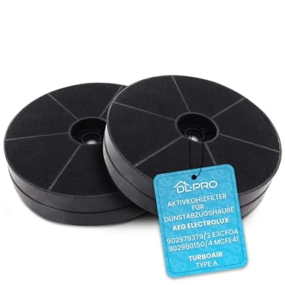 Image de DL pro Lot de 2 filtres à charbon actif pour hotte aspirante AEG Electrolux 9029793792 E3CFOA 9029801504 MCFE41 Turboair Type A