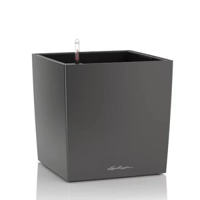 Image de Lechuza Pot de Fleurs d&#039;Interieur Premium Cube Réserve d&#039;Eau Intégrée Coloris Anthracite 30 x cm