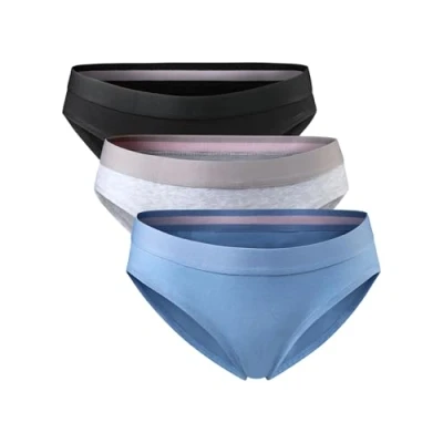 Image de DANISH ENDURANCE Lot de 1, 3, ou 6 Brassières Culottes en Coton Bio, Ultra Douces et Confortables, Femme, Multicolore (1x Noir, 1x Gris, Bleu Clair), L