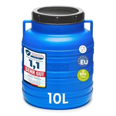 Image de Garronda Baril Alimentaire, réservoir d&#039;eau de 10 litres, fût à Large Ouverture en HDPE et sans BPA, tonneau Jardin, bac Aliments pour Animaux, conteneur d&#039;eau, Universel GD 0078