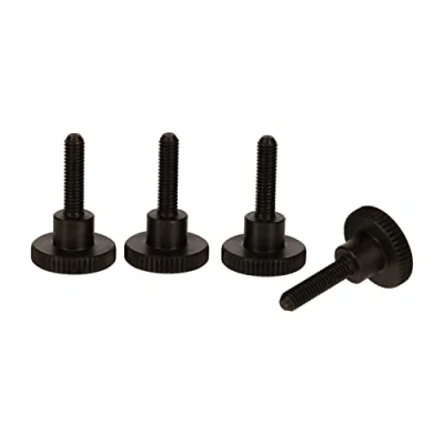 Image de PrecisionGeek Moleté Pouce vis/Vis d&#039;épaule en Acier Noir DIN 464 M4 x 16mm Lot de 4