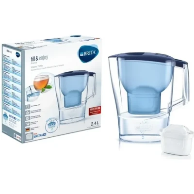 Image de Brita Carafe filtrante Aluna Bleue + 1 Filtre MAXTRA+, réduit Le calcaire, Chlore et Plomb pour Une Eau du Robinet Plus Pure, sans BPA.