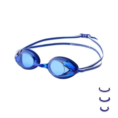 Image de Amazon Basics Lunettes de natation pour adulte, Taille unique, Unisexe, Bleu