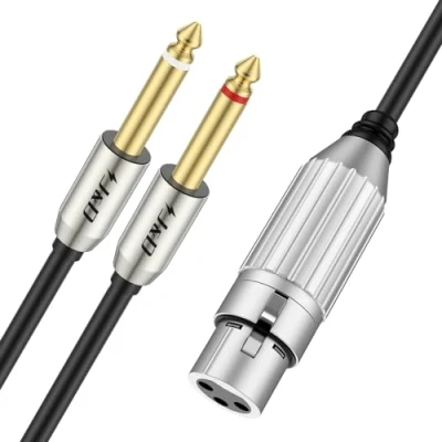 Image de J&amp;D Dual 1/4 vers XLR, XLR Femelle à Double 6,35 mm TS Mono Plug Câbles Stéréo, 1/4&quot; Y Splitter Câble de Microphone avec Longueur 1 m pour Connectivité Audio Supérieure