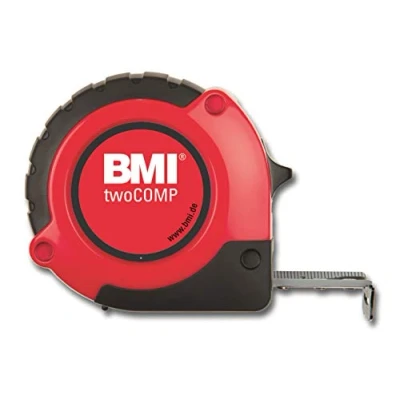 Image de BMI 472541021 m twoCOMP Mètre à ruban de poche, Blanc/noir/rouge, 5 x 19 mm