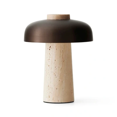 Image de Audo Copenhagen Lampe à poser rechargeable Reverse, sable/bronze, pierre, 24,5 cm
