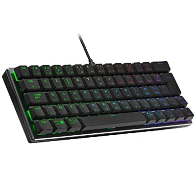 Image de Cooler Master SK620 USB A Clavier Gaming, Configuration Compacte 60%, Switches Mécaniques Low Profile, Rétroéclairage RGB par Touche, Commandes à la Volée, Compatible macOS/Windows, AZERTY FR, Gris