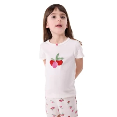 Image de Petit Bateau A0D50 Pyjacourt, Blanc/Multico, 12 Ans Fille