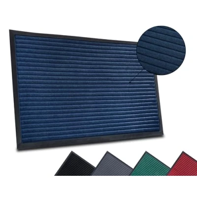 Image de HANSE Home High Low Striped Mat Paillasson pour l&#039;intérieur et l&#039;extérieur Anti saleté Antidérapant, Lavable résistant aux intempéries, l&#039;entrée 80 x 120 cm Bleu