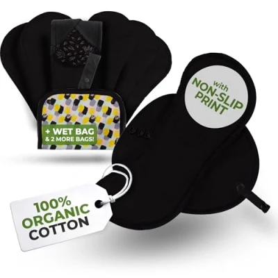 Image de Protege Slip Lavable Coton Bio avec Impression Non Glissante; Lot de 7 M Protège Reutilisable pour Pertes Blanches; Lavable; Quotidien sans Souci