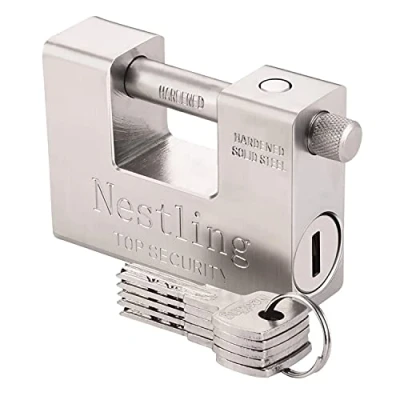 Image de cadenas Exterieur Ultra Robuste Nestling® sécurité clé,Imperméable et anticorrosion,5 Clés,1.1KG,Convient aux conteneurs, entrepôts, motos, etc.(94mm)