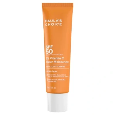 Image de Paula&#039;s Choice 5% Vitamine C Crèmes de Jour SPF 50 Crème Solaire Hydrate et Illumine la Peau Calme les Signes Sensibilité avec 3 Dérivés Tous Types Peaux 60 ml