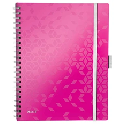 Image de Leitz, Cahier à spirales A4 PP ligné, Leitz WOW Be Mobile, Rose, 46440023