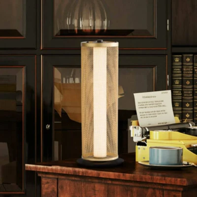Image de Searchlight Lampe de table LED Thread, doré, intensité variable sur 3 niveaux, acier
