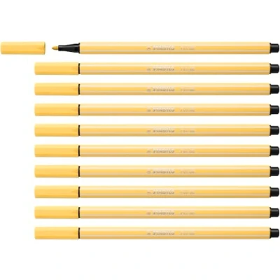 Image de Feutre dessin STABILO Pen 68 Lot x 10 feutres de coloriage pointe moyenne jaune clair