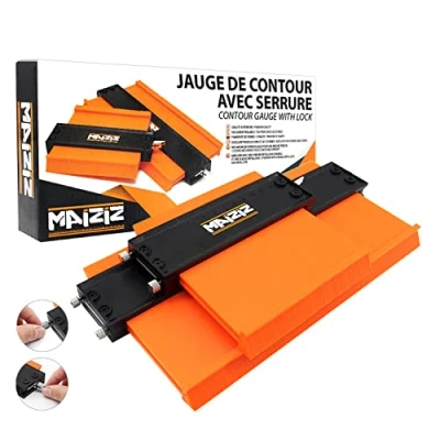 Image de Jauge de contour verrouillable Duplicateur en aluminium avec serrure réglable (12CM +25 CM) Copieur forme profil