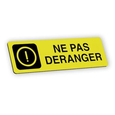 Image de Plaque signalétique gravée autocollante Ne pas déranger jaune format 20x6 cm