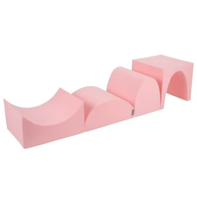 Image de KiddyMoon Aire De Jeux en Mousse Colline/Tunnel/Rampe L/Semi Rouleau L, Rose,Multi Taille