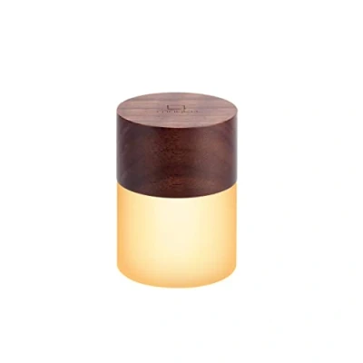 Image de Gingko Veilleuse Lemelia RVB à 7 couleurs changeantes, batterie longue durée de vie, chargement USB C, 3 modes d&#039;éclairage, certifié FSC, bouton contrôle tactile (noyer)