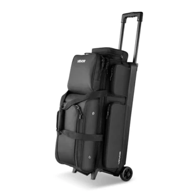 Image de VEVOR Sac de Bowling avec 2 Roues Capacité 3 Boules Compartiment Chaussures