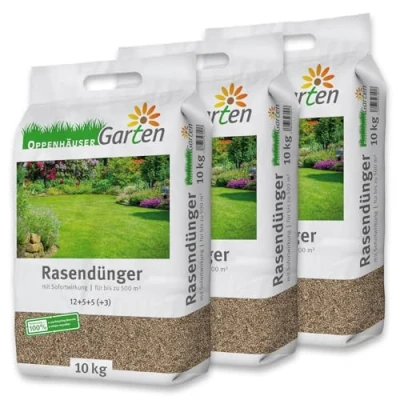 Image de OPPENHÄUSER engrais gazon printemps 30 kg pour jusqu’à 1500m² Effet immédiat une pelouse dense, verte et robuste, repousse la mousse, longue durée