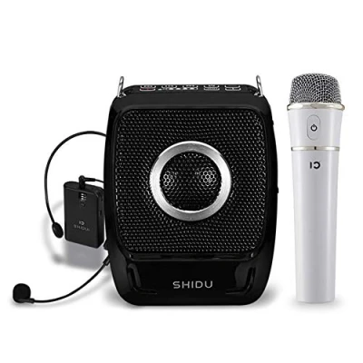 Image de Amplificateur de Voix sans Fil Bluetooth Portable SHIDU 25W Haut Parleur avec Micro Casque + UHF Compact Handheld Microphone pour Enseignants, Guides Touristiques, Baskets