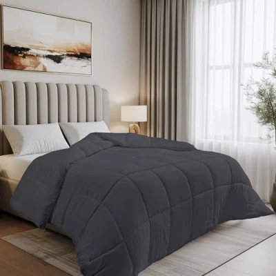 Image de Utopia Bedding Couette Chaude 200x200 cm, Douce et Douillette avec Rembourrage en Polyester (Gris)