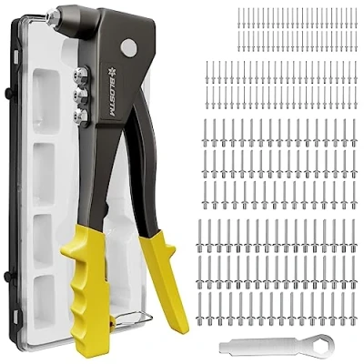 Image de BLOSTM Pince A Rivet Pop Ensemble Avec étui Organisateur et 200 Rivets En 4 Tailles 2.4mm 3.2mm 4mm 4.8mm Pour Le Métal, Bois Plastique à Étui