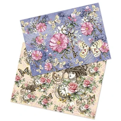 Image de Ideen mit Herz Set 2 feuilles de papier riz au format A4 Motifs différents vintage, Noël, etc. Élégant découpage