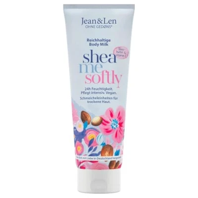 Image de Jean &amp; Len Lait Corporel Riche Beurre de Karité, Soin Intense pour Peaux Sèches, Hypoallergénique, sans Parabènes, Silicones, Huile Minérale ni Microplastique, Vegan, 250 ml